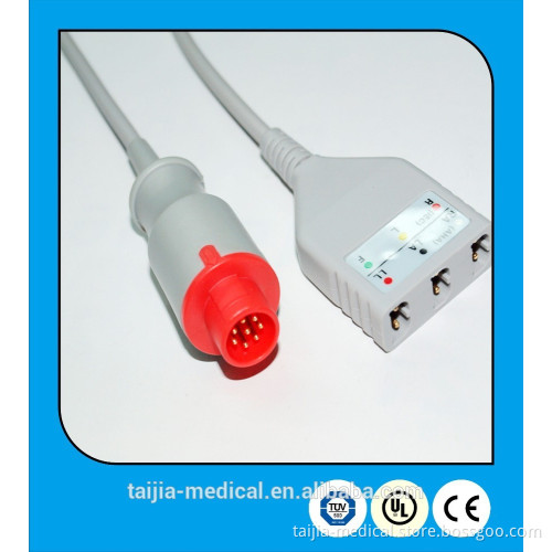 compatible bionet fission patient monitor ECG trunk cable 3 lead IEC/AHA